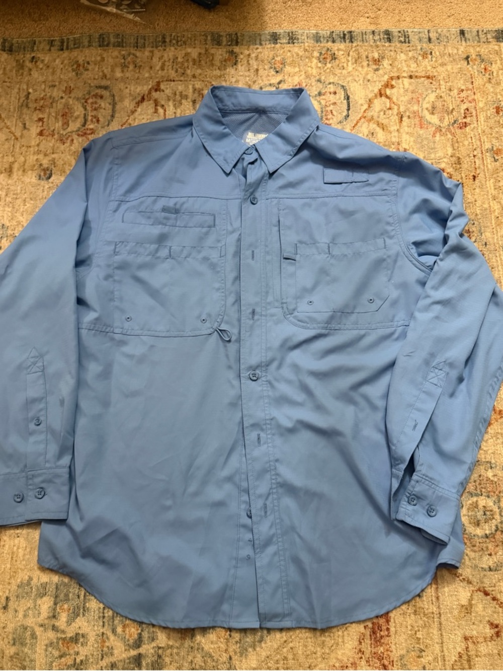 Reel Legends Light Blue Men's Long-Sleeve Fishing Shirt